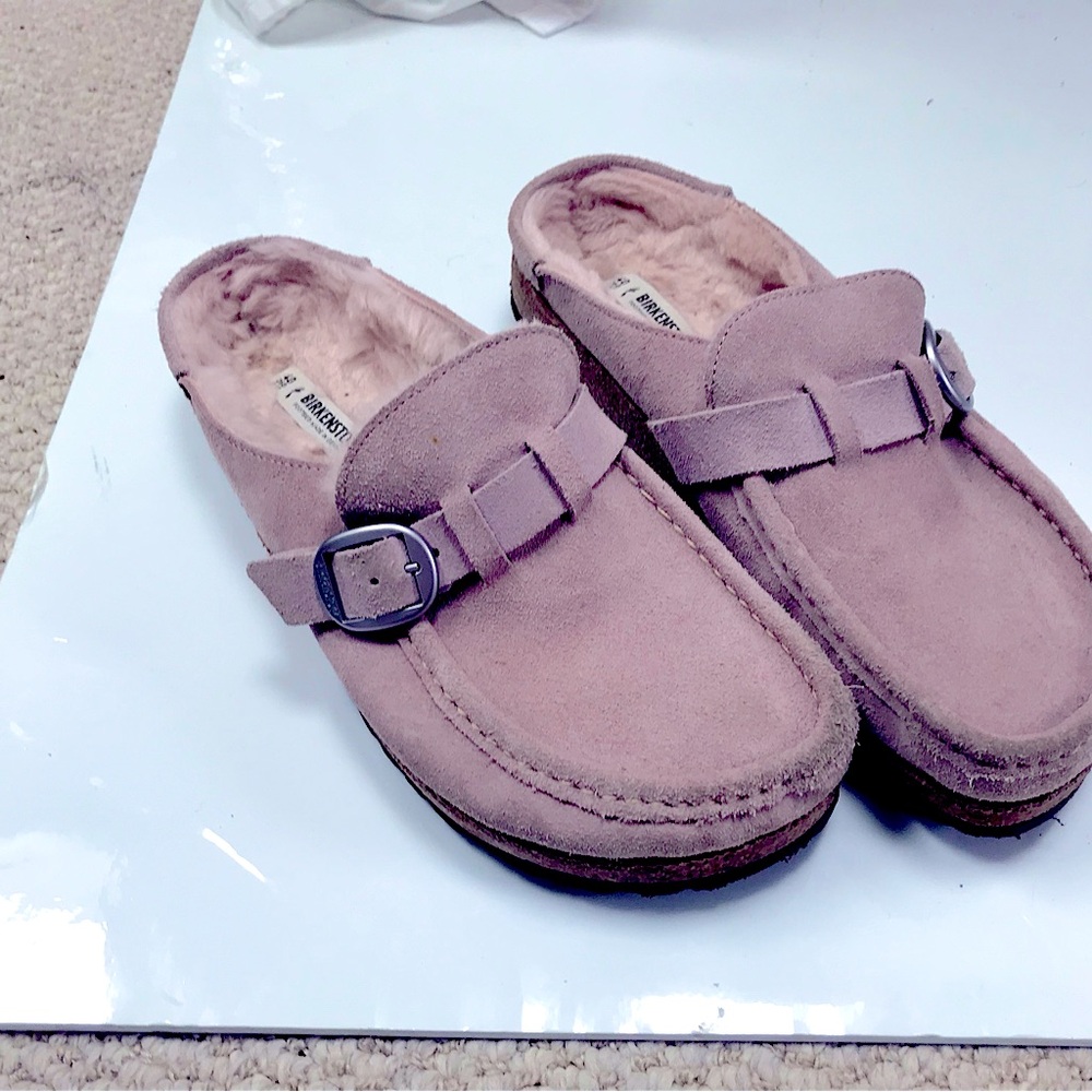 Birkenstock Pink Suede Mules